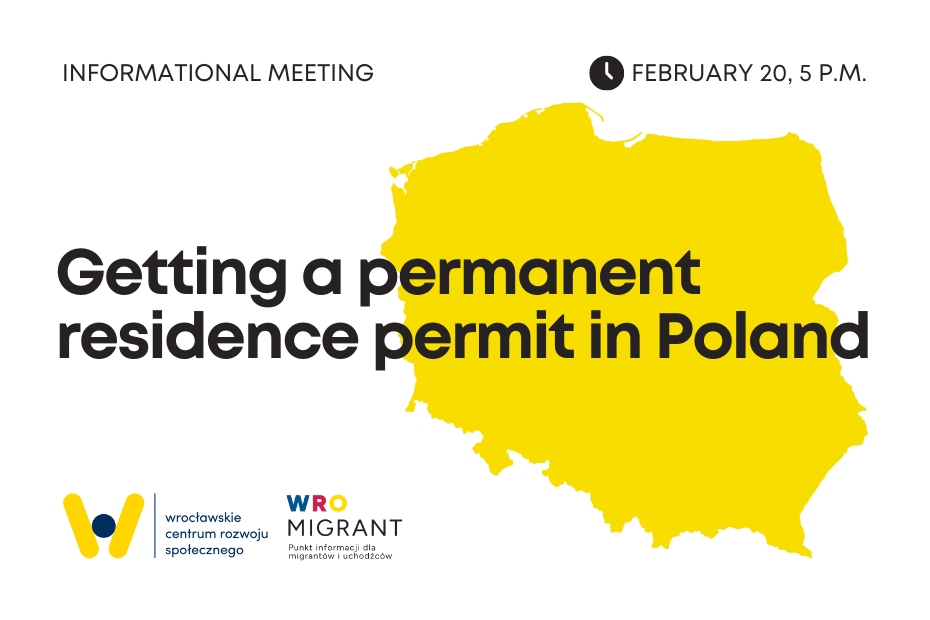 Grafika do spotkania informacyjnego "Pobyt stały w Polsce", wersja EN