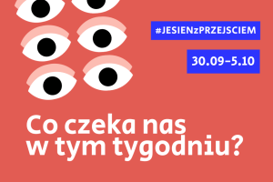 Grafika promująca harmonogram wydarzeń w Przejściu Dialogu.