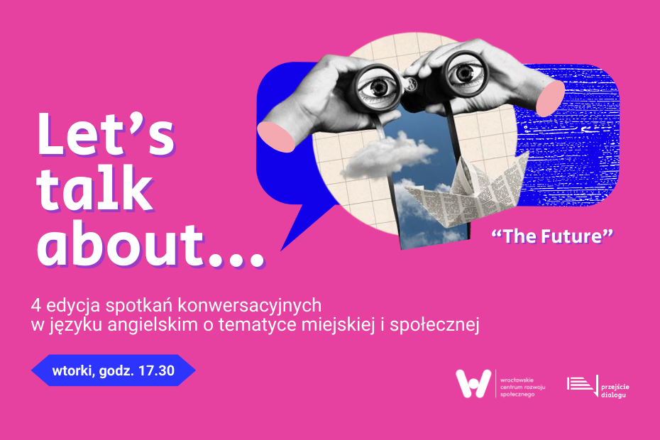 Plakat na wydarzenie - "Let's talk about vol.4" - seria spotkań konwersacyjnych w języku angielskim"