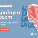 Plakat na wydarzenie -Wspólnym głosem - wokalno-terapeutyczne zajęcia w Przejściu Dialogu