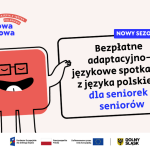 Grafika promująca bezpłatne zajęcia z języka polskiego w Przejściu Dialogu