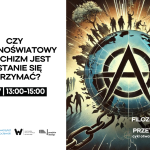 Na zdjęciu jest litera A otoczona przez ludzi zgromadzonych wokół niej, symbolizująca różnorodność i dyskusję.