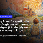 Ilustrowana mozaika przedstawiająca osobę z plecakiem idącą w kierunku budynku z polską flagą, na tle słońca i księżyca, obok znajduje się tekst wydarzenia w języku polskim.