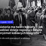 Plakat przedstawia nazwę i datę seminarium na tle zdjęcie grupy kobiet maszerujących ulicą z flagami, wyrażających swoje przekonania i wzajemne wsparcie.